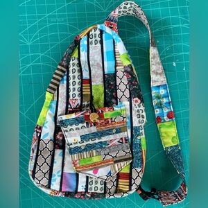 One of a Kind Quilted Colorful Patchwork Sling Bag